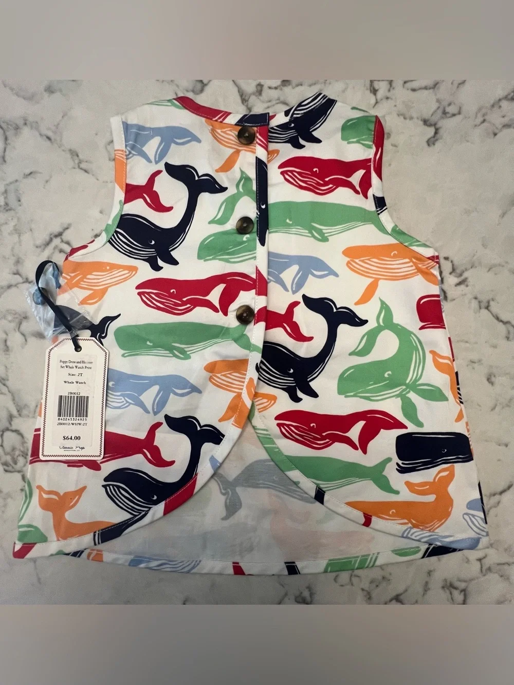 Classic Prep Whale Watch Print Tank & Bloomers in Red, Navy, Green, Orange